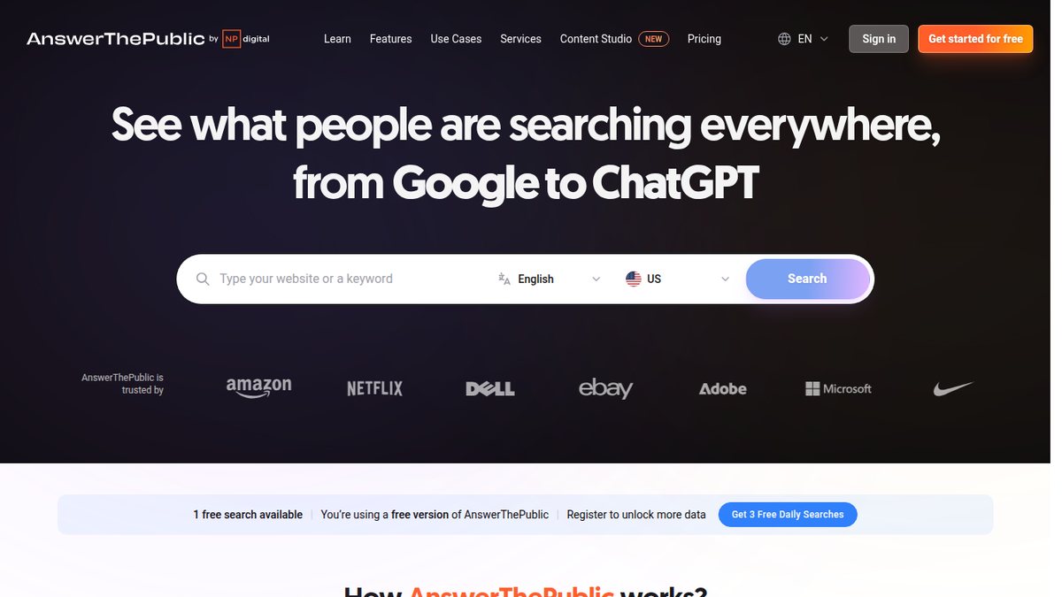 Screenshot of AnswerThePublic, captured October 2026