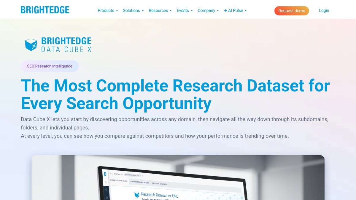 Screenshot of BrightEdge Data Cube X, captured October 2026