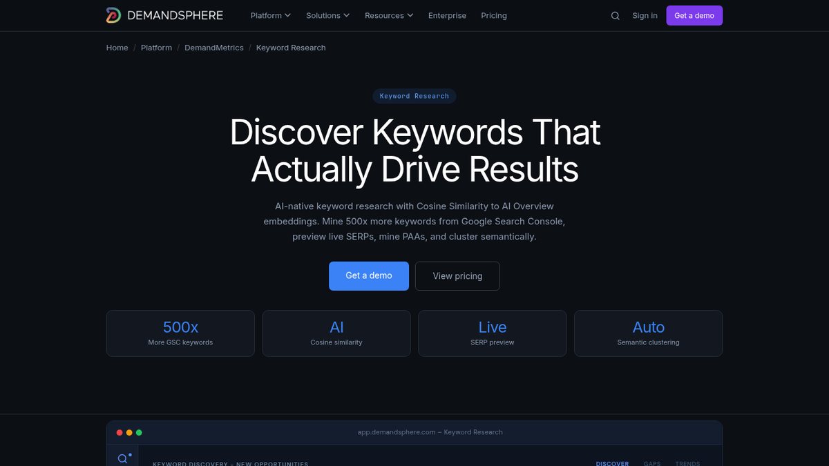 Screenshot of DemandSphere, captured October 2026