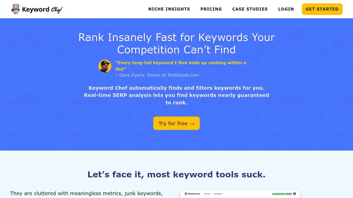 Screenshot of Keyword Chef, captured October 2026