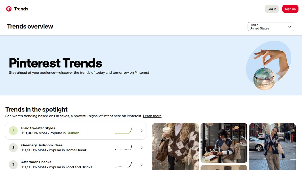 Screenshot of Pinterest Trends, captured October 2026