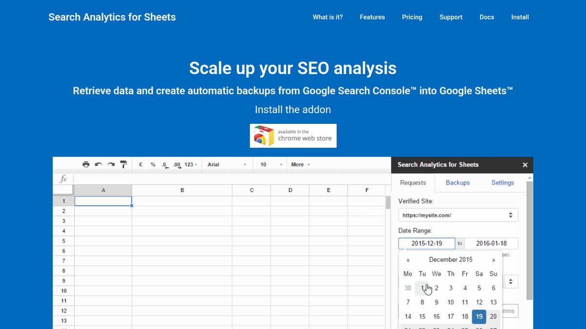 Screenshot of Search Analytics for Sheets, captured October 2026