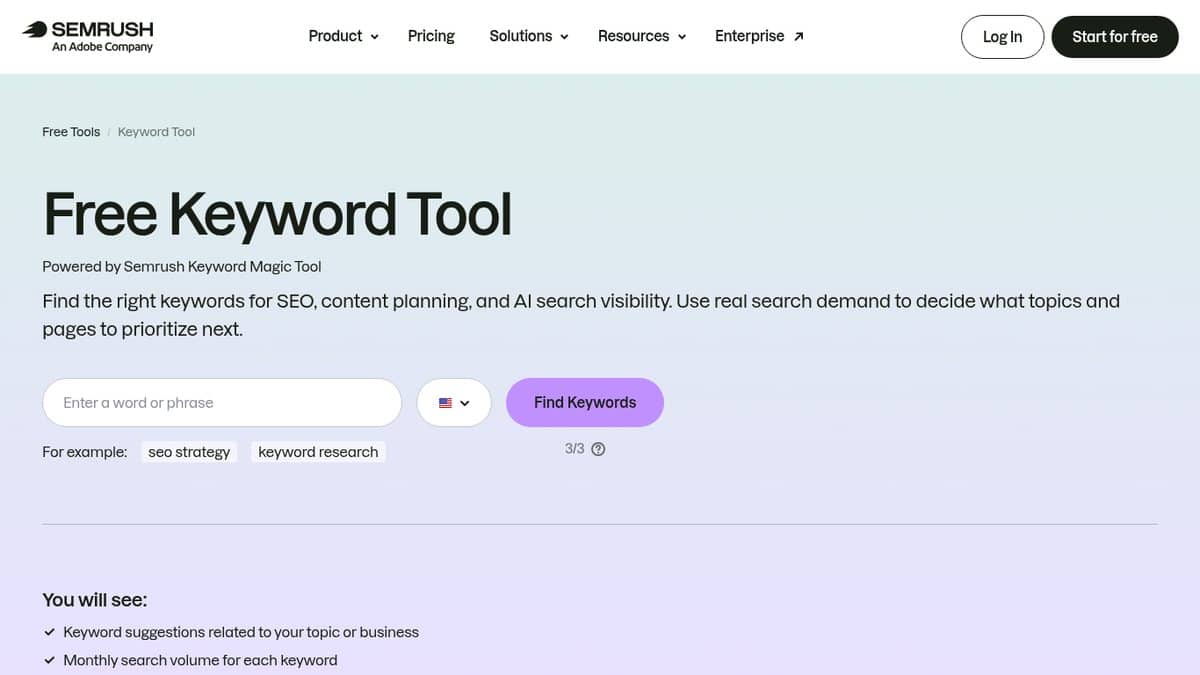 Screenshot of Semrush, captured October 2026