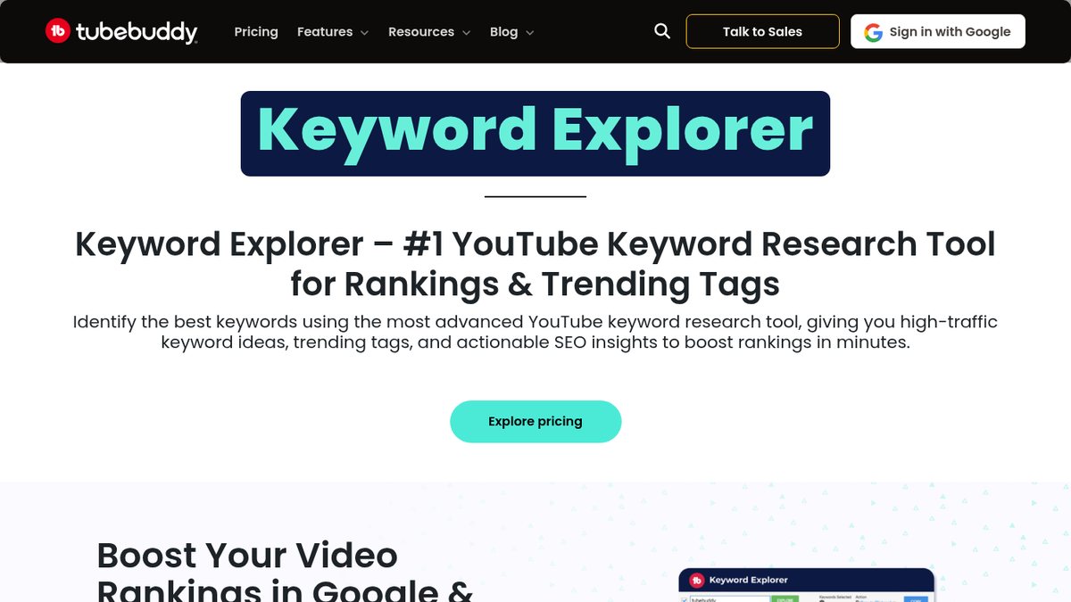 Screenshot of TubeBuddy Keyword Explorer, captured October 2026